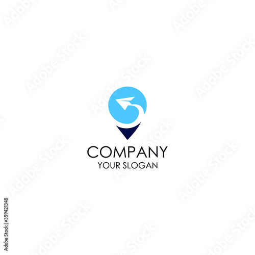 Free Download Airplane with sky round logo. Jet plane with inversion trail with blue sky round background illustration. - GFXLoad