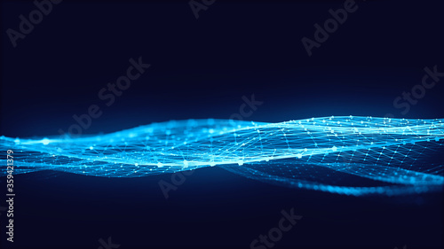 Abstract polygonal space low poly dark background with connecting dots and lines.