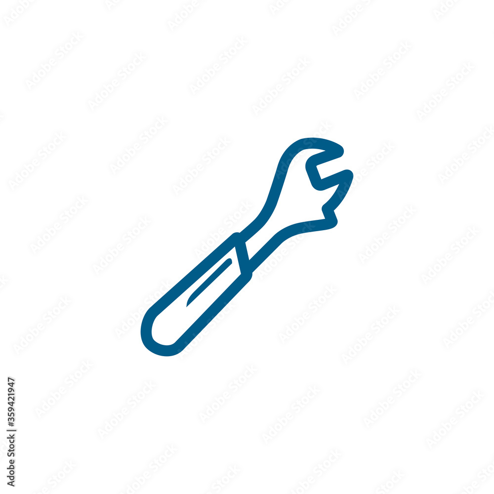 Wrench Line Blue Icon On White Background. Blue Flat Style Vector Illustration Wrench Line Blue Icon On White Background. Blue Flat Style Vector Illustration