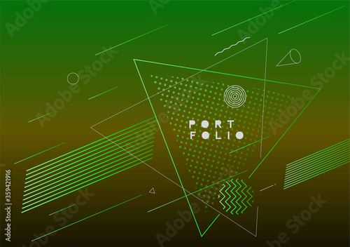 Abstract banner with Portfolio Calligraphic line art text poster with space of your text, vector illustration Design.