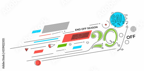 20% OFF Sale Discount Banner. Discount offer price tag. Vector Modern Sticker Illustration.