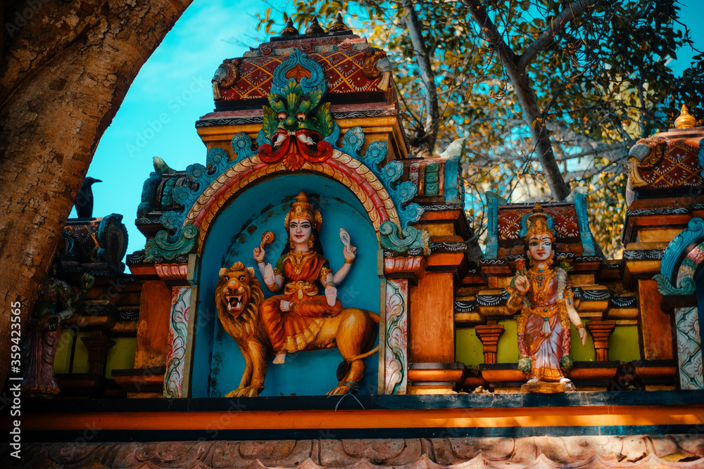 Fototapeta premium Durga Ancient Indian architecture at Temple in Kerala India