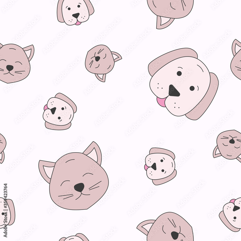 Wrapping paper - Seamless pattern of cat and dog symbols for vector graphic design Wrapping paper - Seamless pattern of cat and dog symbols for vector graphic design
