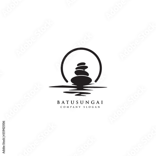 stone rock balancing logo design spa and wellness vector inspiration