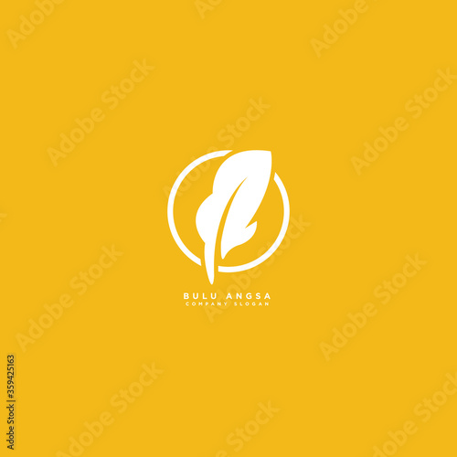 Quill Feather Pen, Minimalist Handwriting logo design vector