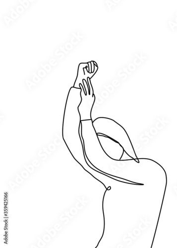 Drawings line, young girl modeling poses
