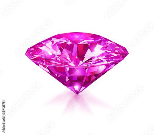 Beautiful pink gemstone isolated on a white background. Vector.