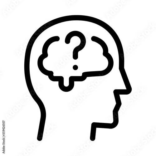 brain question mark icon vector. brain question mark sign. isolated contour symbol illustration