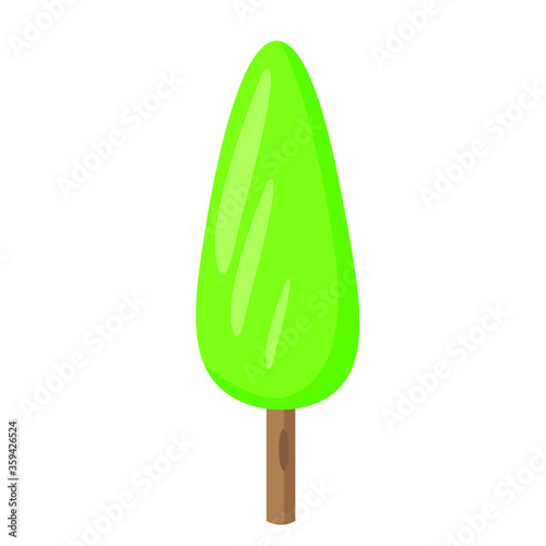 vector illustrations with green trees , objects for games, game design or icons, illustrations in the style of nature. cartoon flat style.