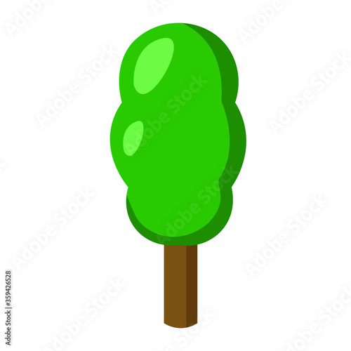 vector illustrations with green trees , objects for games, game design or icons, illustrations in the style of nature. cartoon flat style.