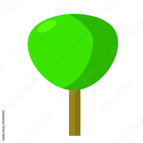 vector illustrations with green trees , objects for games, game design or icons, illustrations in the style of nature. cartoon flat style.