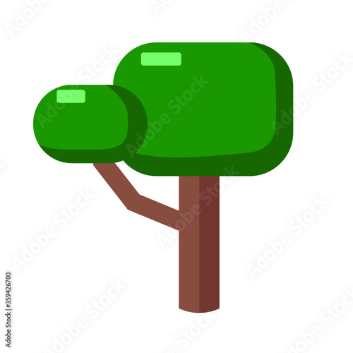 vector illustrations with green trees , objects for games, game design or icons, illustrations in the style of nature. cartoon flat style.