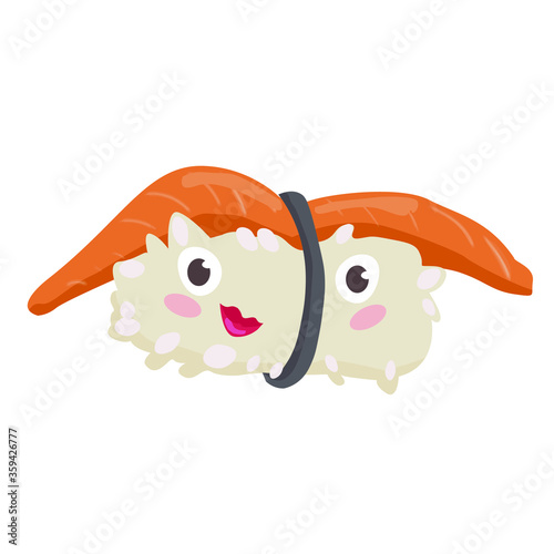 set of vector illustration of cute sushi. cartoon style. japanese food.