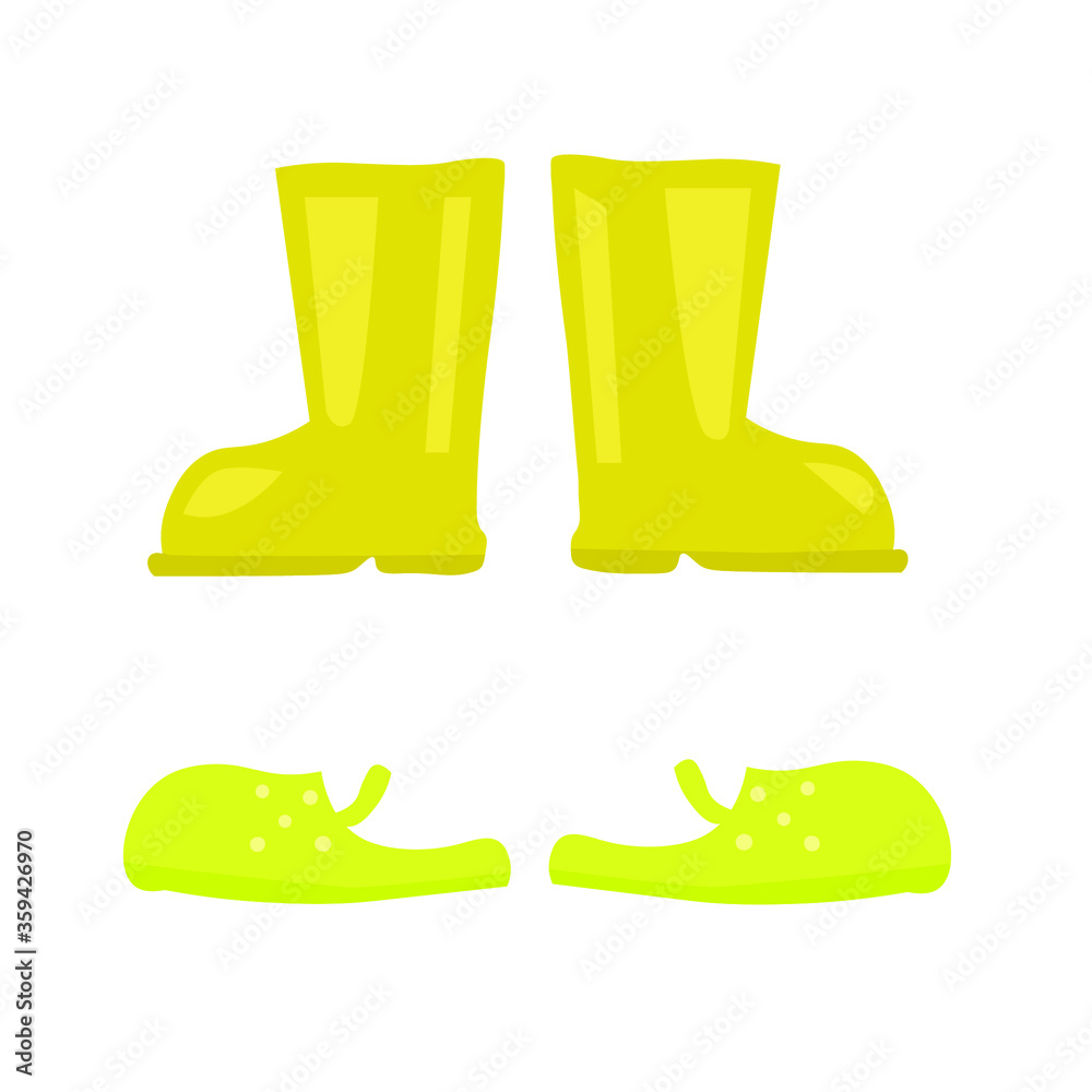 vector illustration of boots for garden worl. flat style. vector illustration of boots for garden worl. flat style.