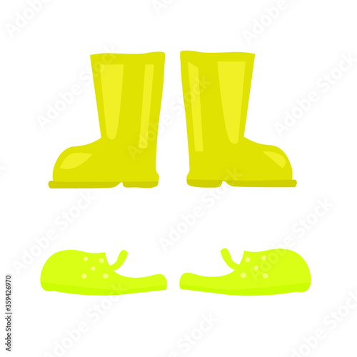 vector illustration of boots for garden worl. flat style. 