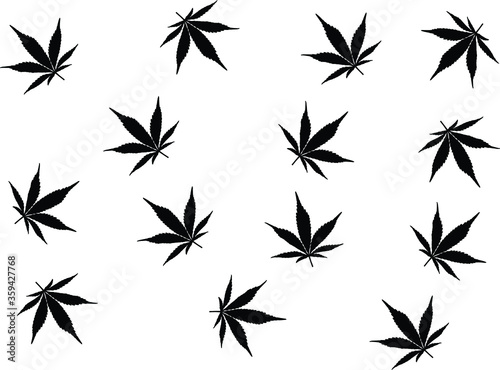 Marijuana pattern. Cannabis leaf on the green background. Vector Illustration.