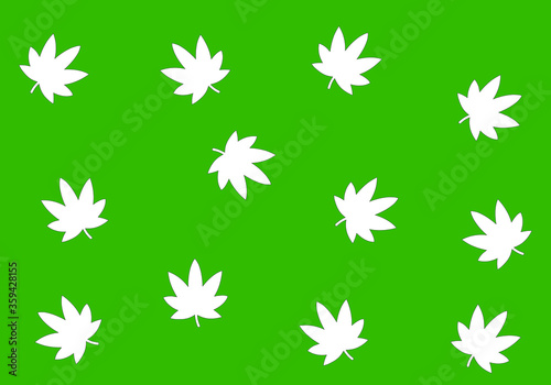 Marijuana pattern. Cannabis leaf on the green background. Vector Illustration.