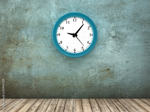 3D Rendering Illustration of Clock on Concrete Wall