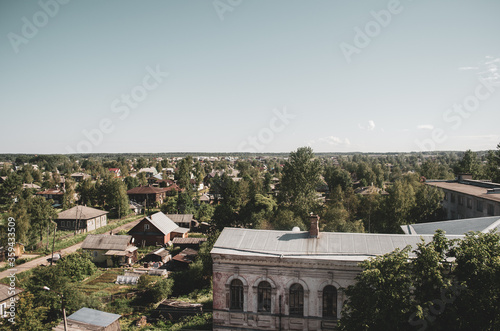 Vytegra street views from bird`s flight, Russia, Vologda region, 2014. photo