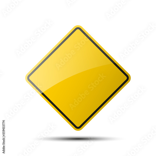 Free Download yellow diamond empty road sign with a black border on white background Illustration - GFXLoad