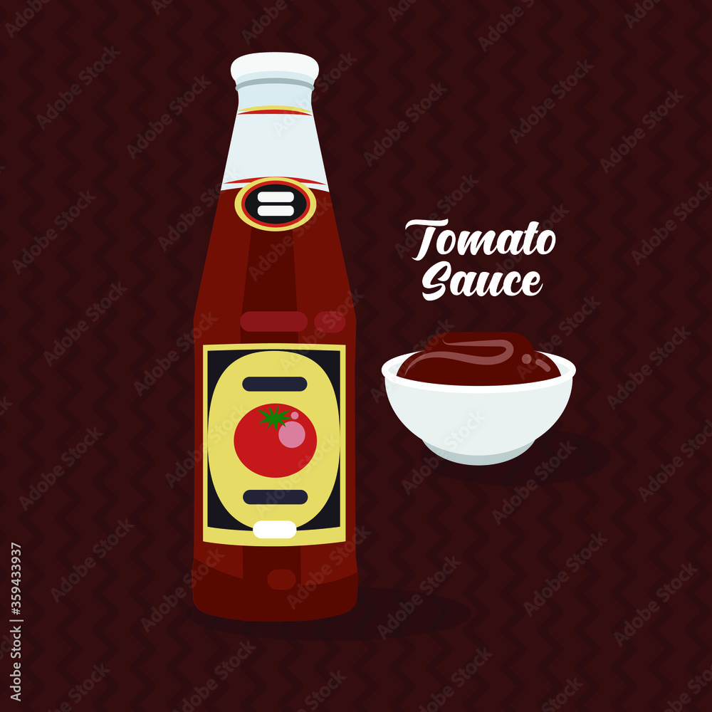 South African Tomato Sauce and Bowl on a Pattern Background South African Tomato Sauce and Bowl on a Pattern Background