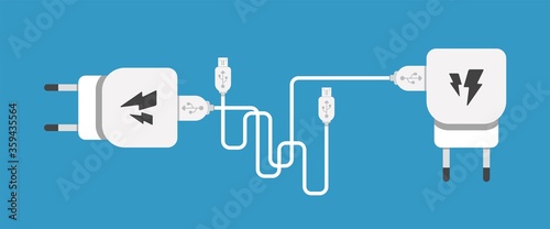 Smartphone USB charger adapter with USB Micro cable (Socket and connector for PC and mobile devices)