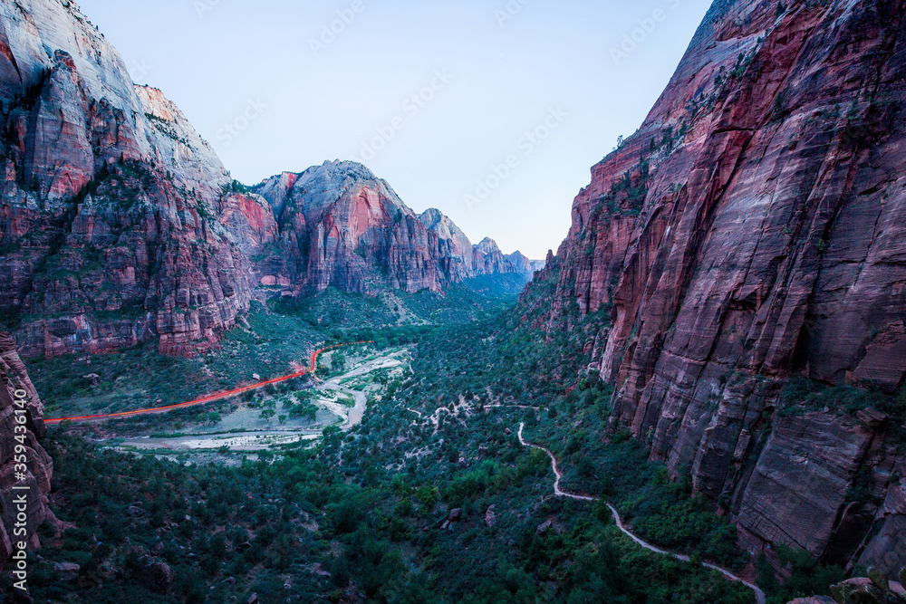 Zion National Park at twilight, Utah, USA