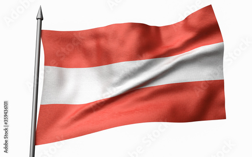 3D Illustration of Flagpole with Austria Flag