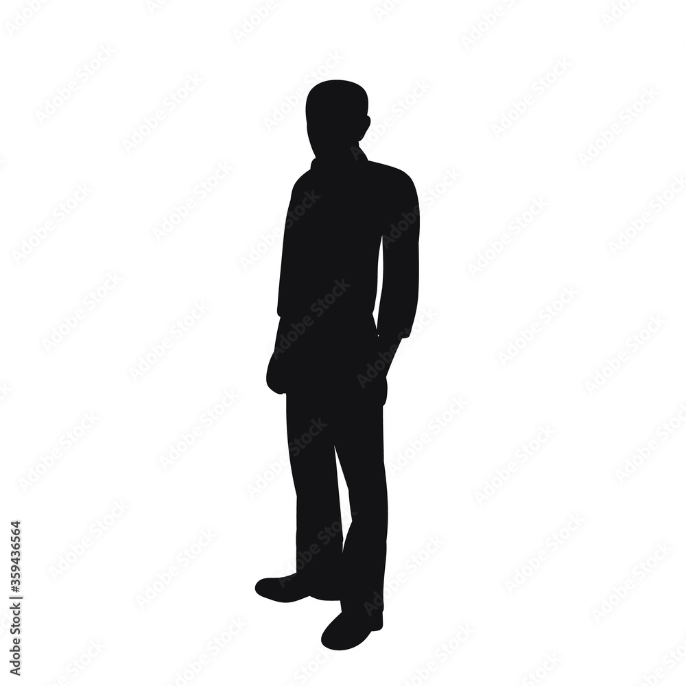  isolated, black silhouette man, guy stands