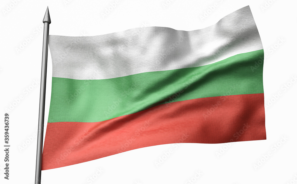 3D Illustration of Flagpole with Bulgaria Flag 3D Illustration of Flagpole with Bulgaria Flag