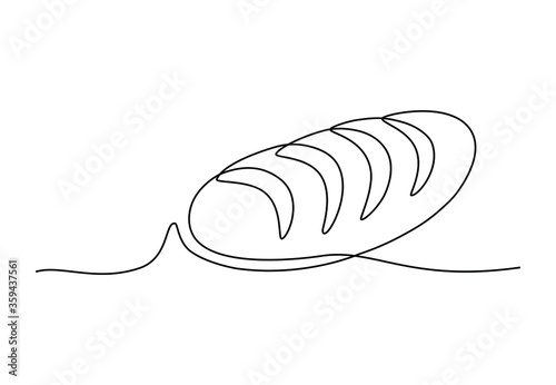 Fototapeta One continuous line drawing of long loaf bread