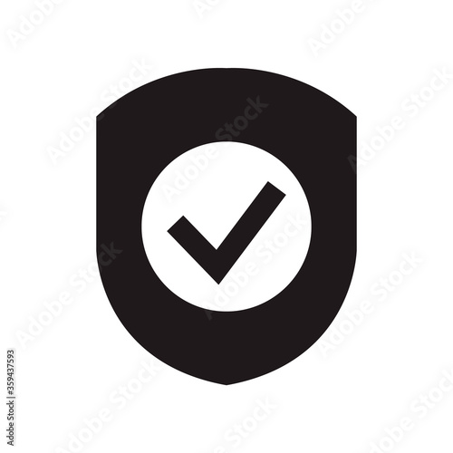 Shield with checkmark icon. Vector graphic illustration. Suitable for website design, logo, app, template, and ui.