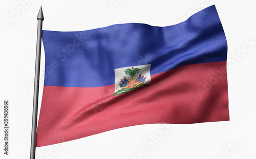 3D Illustration of Flagpole with Haiti Flag