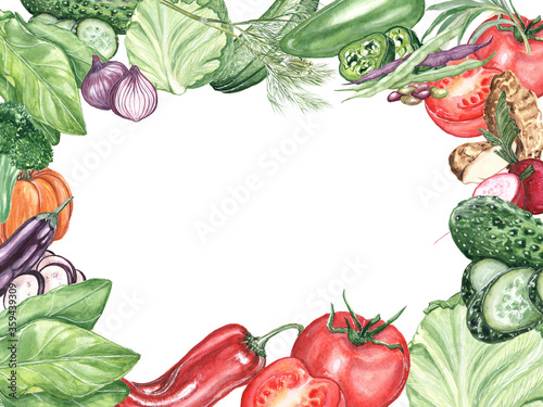 Fototapeta Naklejka Na Ścianę i Meble -  Watercolor illustration of vegetables on a white background