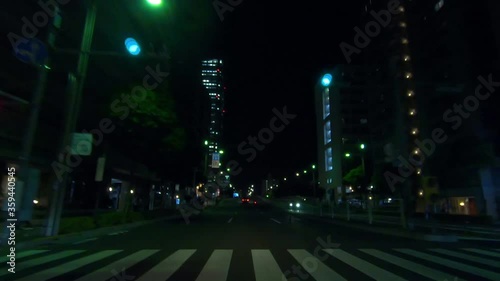 Driving video of Tokyo at night. Japanese city landscape