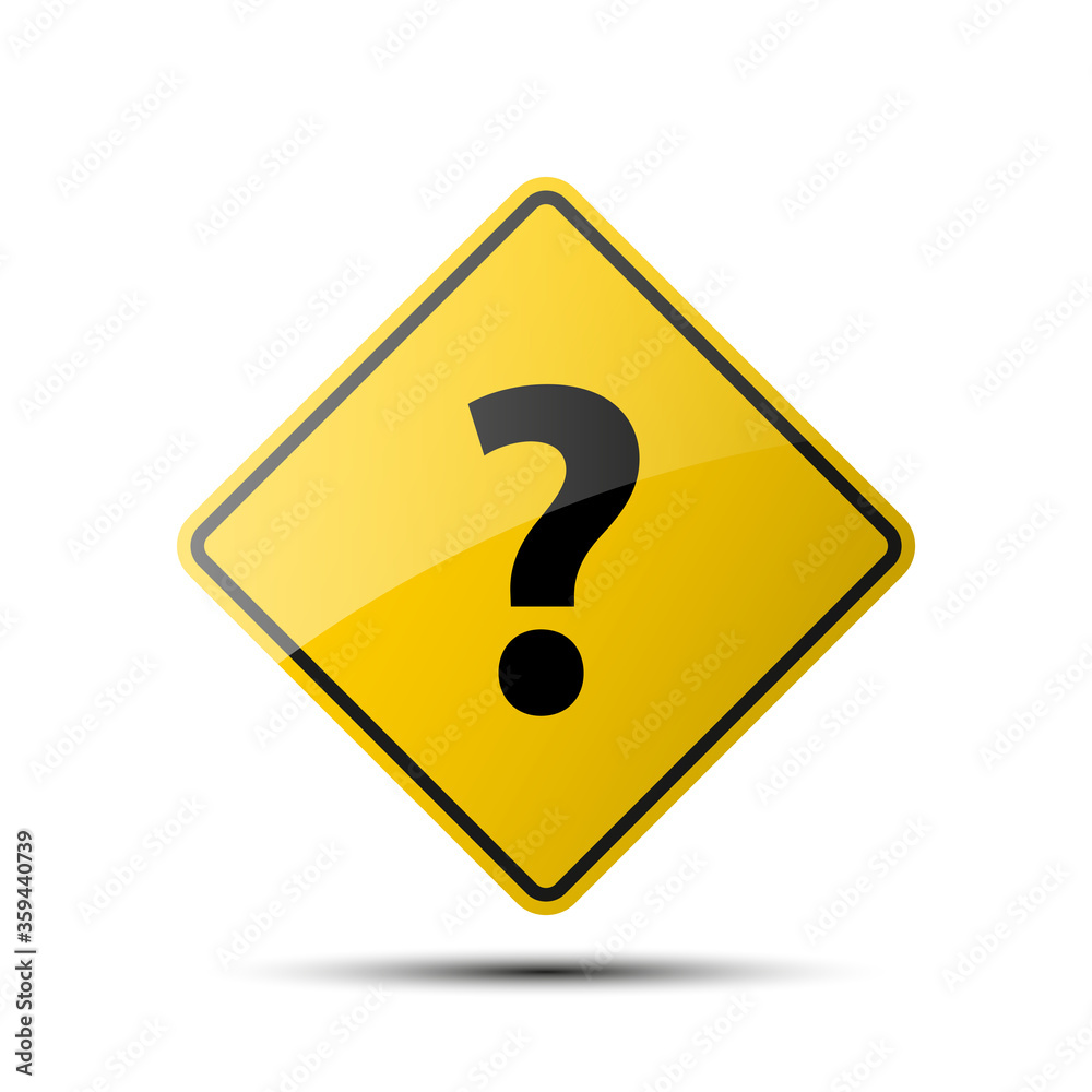 yellow diamond road sign with a black border and an image ? on white background Illustration yellow diamond road sign with a black border and an image ? on white background Illustration