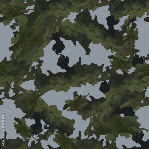 Forest camouflage of various shades of green and grey colors
