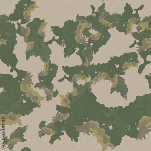 Forest camouflage of various shades of green, beige and brown colors
