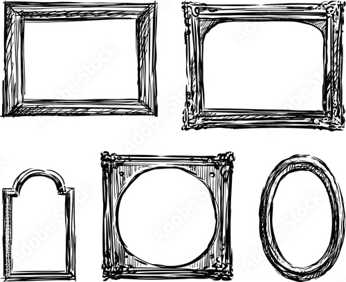 Vector drawings of various old wooden framing