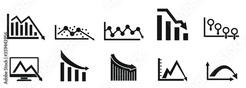 Regression icons set. Simple set of regression vector icons for web design on white background