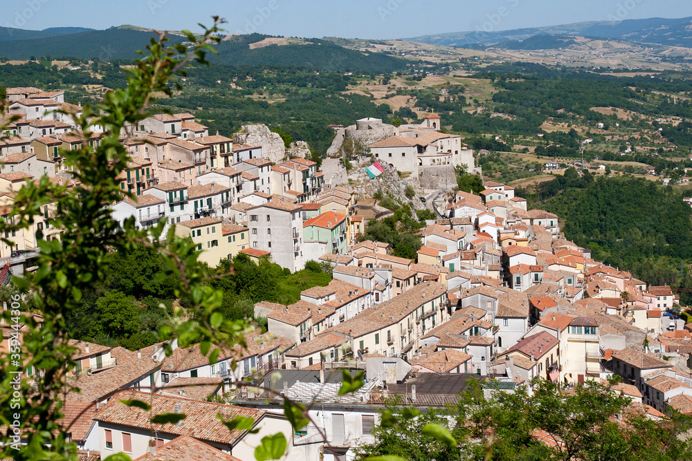 Typical country of southern Italy.Muro Lucano, Potenza district, Basilicata, Italy, view of the town and the medieval castle.