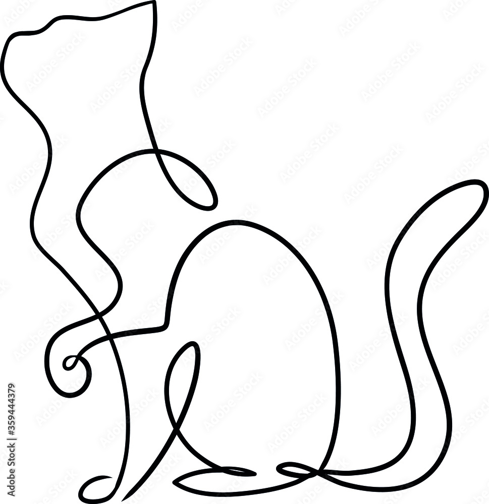 Abstract line art cat. Contemporary vector illustration. Line drawing in ink. Abstract line art cat. Contemporary vector illustration. Line drawing in ink.