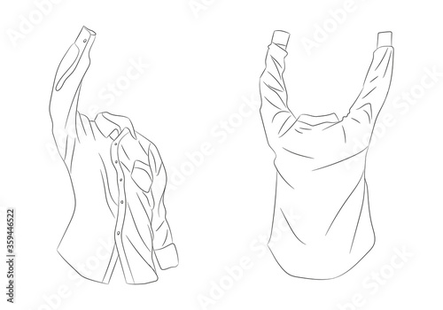 vector illustration of clothes, line drawing, vector