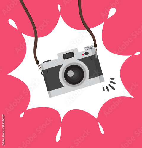 Hanging camera in a flat style concept