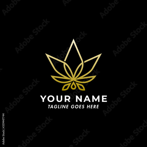 MODERN GOLD CANNABIS FLOWERS LOGO TEMPLATE