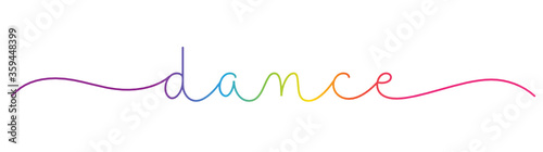 DANCE rainbow vector monoline calligraphy banner with swashes