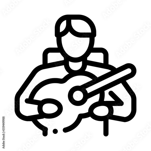 bard playing on guitar icon vector. bard playing on guitar sign. isolated contour symbol illustration