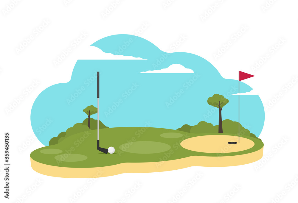 Golf flag with ball. Flat style design - vector