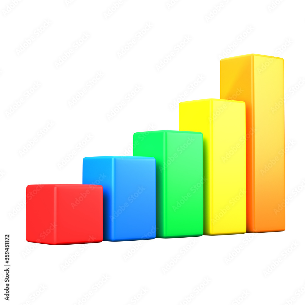 3d render bar graph isolated white background 3d render bar graph isolated white background