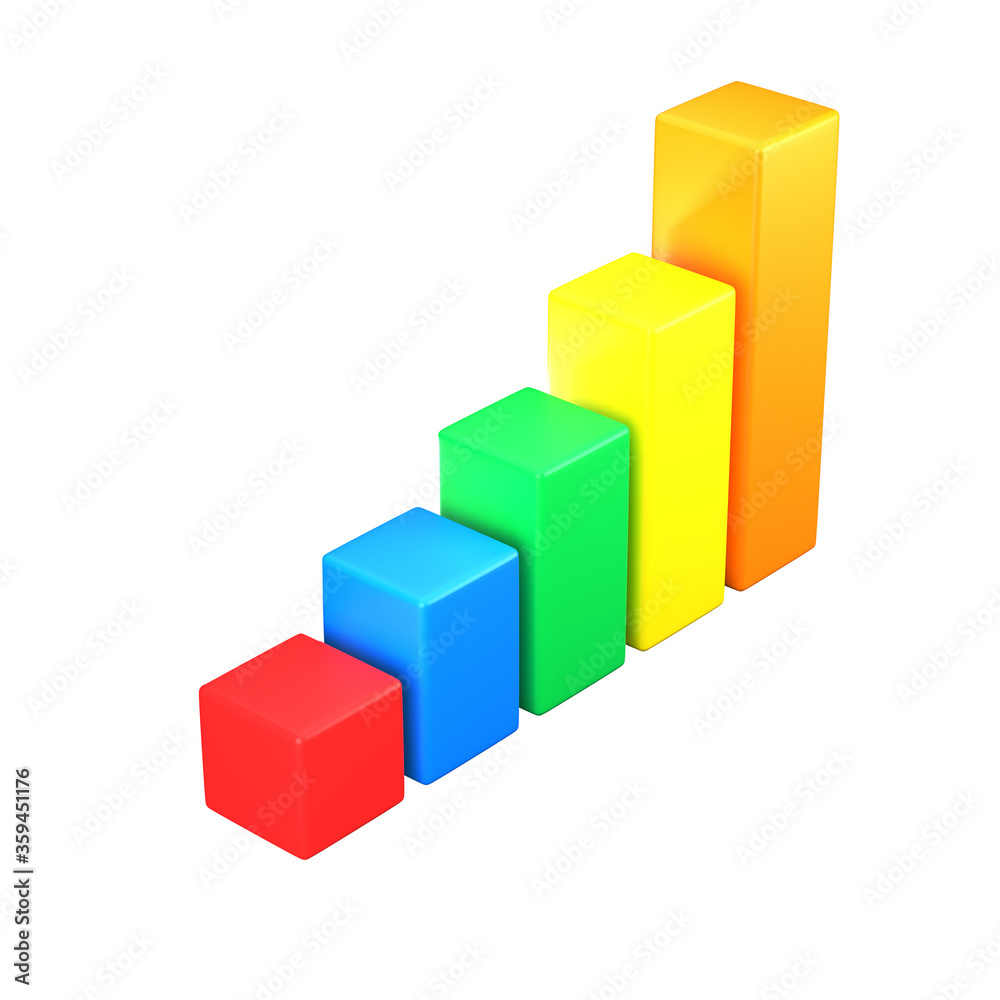 3d render bar graph isolated white background 3d render bar graph isolated white background